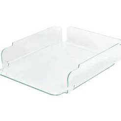 Lorell® Acrylic Stacking Letter Trays, For * 1/2" x 11" Use, Clear/Green Edge, Set Of 2