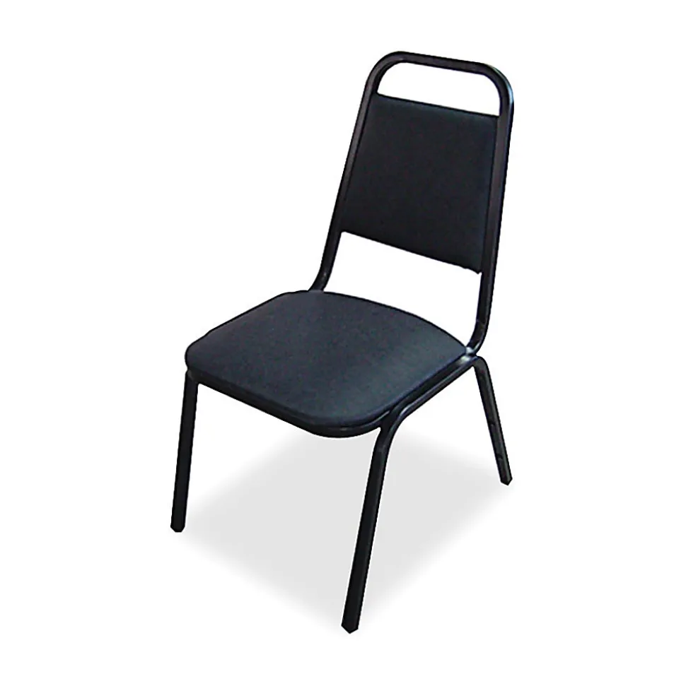Lorell® Banquet Stack Chair, Vinyl, Black, Set Of 4