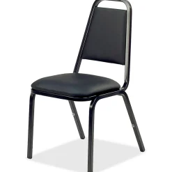 Lorell® Banquet Stack Chair, Vinyl, Black, Set Of 4
