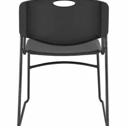 LorellĀ® Big And Tall Plastic Stacking Chairs, Black, Set Of 4 Chairs