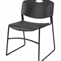 Lorell® Big And Tall Plastic Stacking Chairs, Black, Set Of 4 Chairs