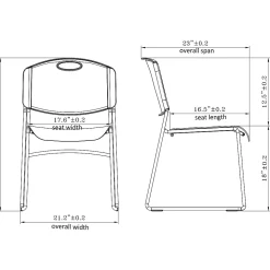 Lorell® Big And Tall Plastic Stacking Chairs, Black, Set Of 4 Chairs