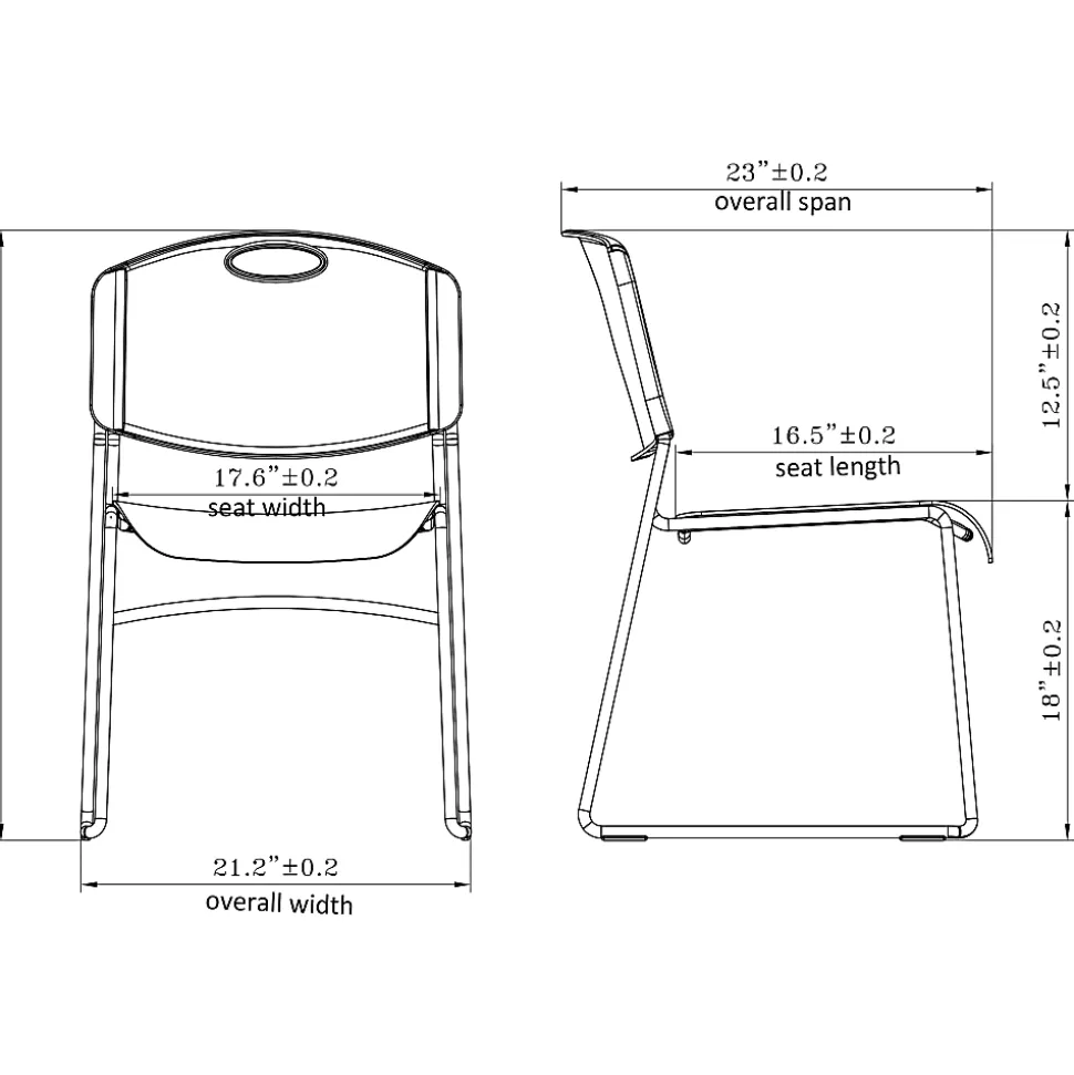 Lorell® Big And Tall Plastic Stacking Chairs, Black, Set Of 4 Chairs