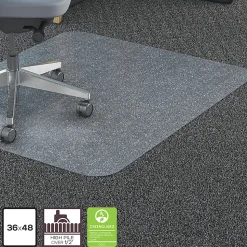 Lorell® Big and Tall Polycarbonate Low Pile Studded Chair Mat, 36" x 48"
