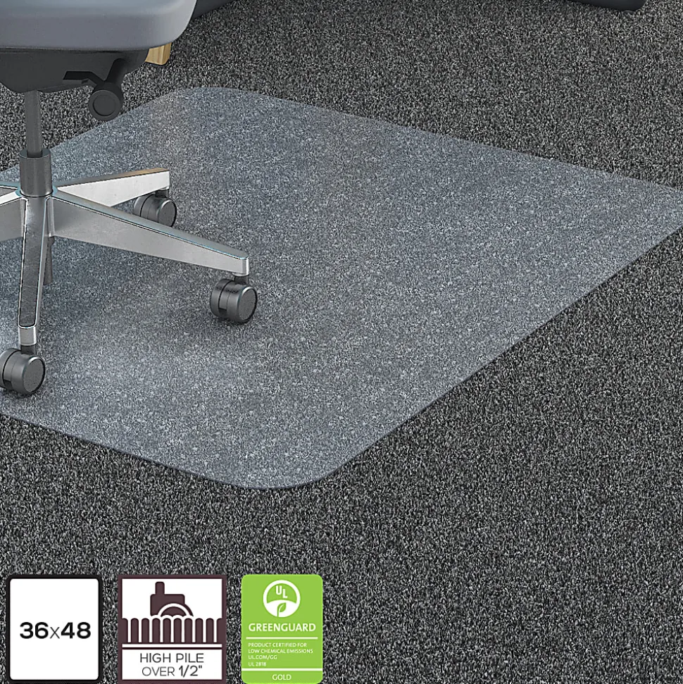 Lorell® Big and Tall Polycarbonate Low Pile Studded Chair Mat, 36" x 48"