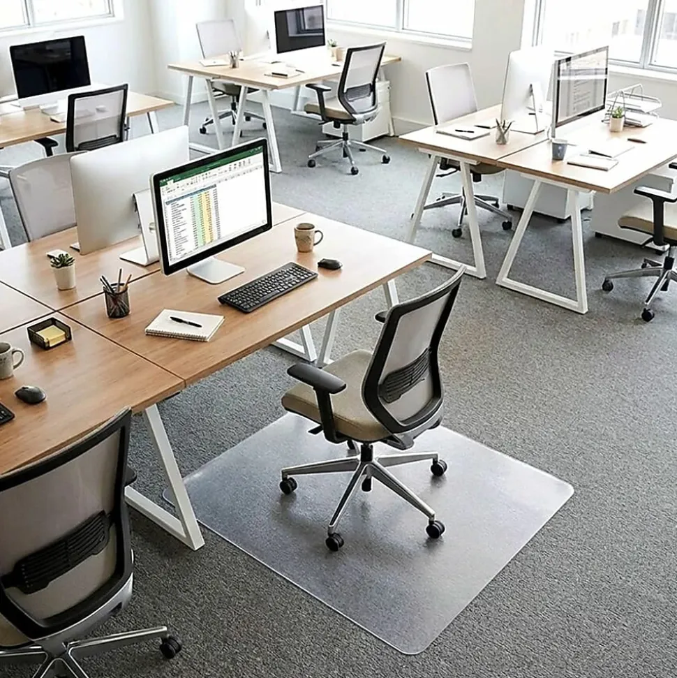 Lorell® Big and Tall Polycarbonate Low Pile Studded Chair Mat, 46" x 60"