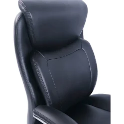 Lorell® Big & Tall Bonded Leather Executive Chair With Flexible Air Technology, T Arms, Black/Silver
