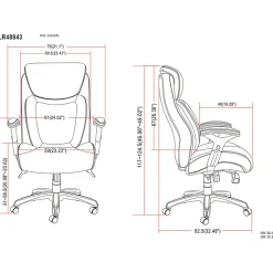Lorell® Big & Tall Bonded Leather Executive Chair With Flexible Air Technology, T Arms, Black/Silver