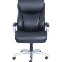 Lorell® Big & Tall Bonded Leather Executive Chair With Flexible Air Technology, Loop Arms, Black/Silver