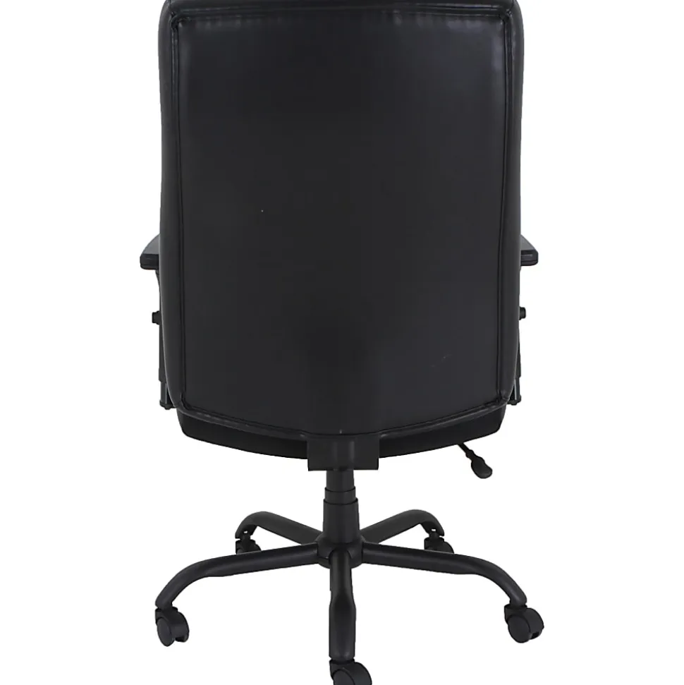 Lorell® Big & Tall Bonded Leather High-Back Executive Chair, Black