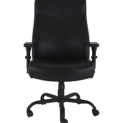 Lorell® Big & Tall Bonded Leather High-Back Executive Chair, Black