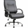 Lorell® Big & Tall Deluxe Faux Leather Mid-Back Chair, Black