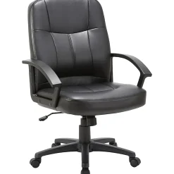 Lorell® Chadwick Bonded Leather Mid-Back Chair, Black