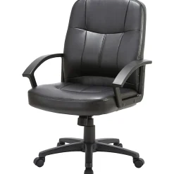 Lorell® Chadwick Bonded Leather Mid-Back Chair, Black