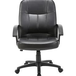 Lorell® Chadwick Bonded Leather Mid-Back Chair, Black