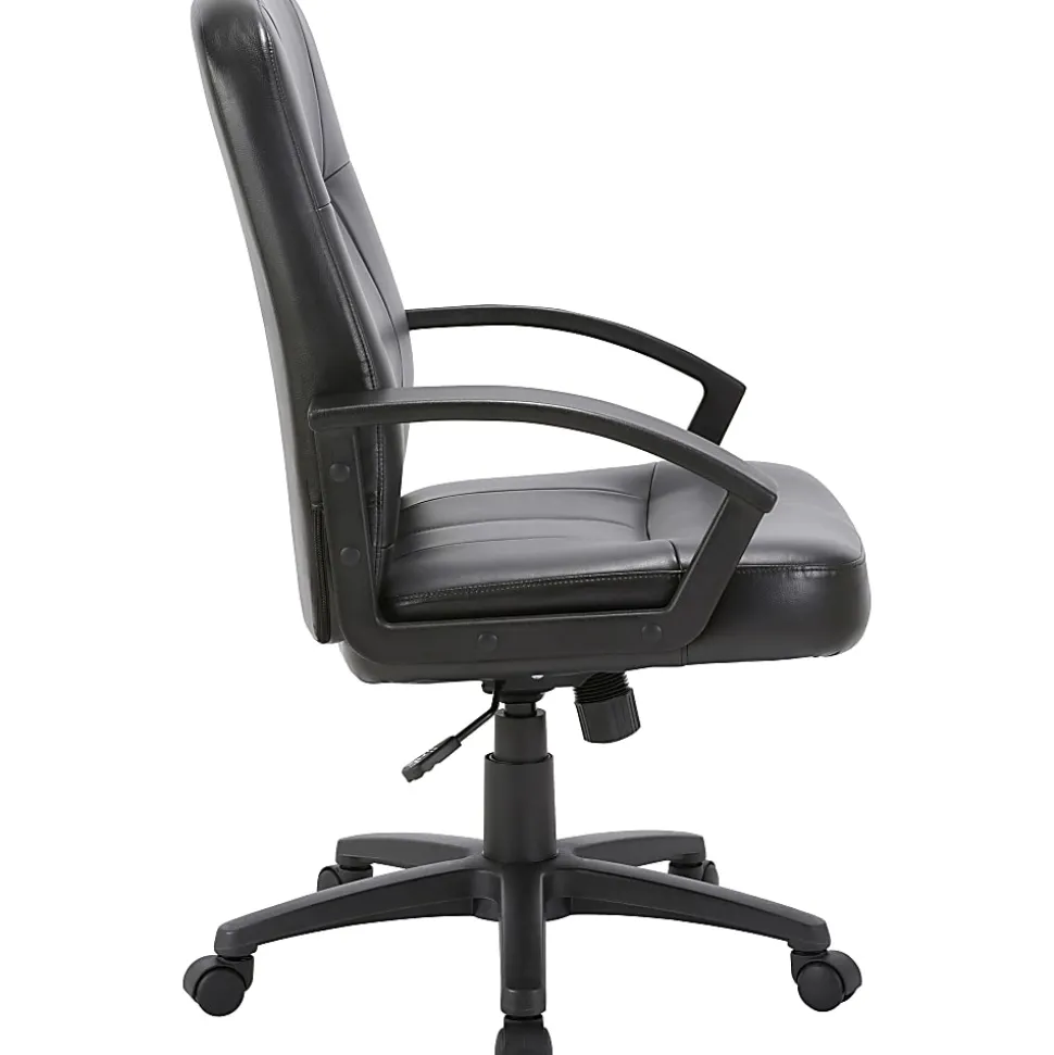 Lorell® Chadwick Bonded Leather Mid-Back Chair, Black