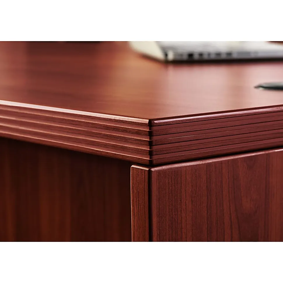 Lorell® Chateau 66"W Credenza Computer Desk, Mahogany