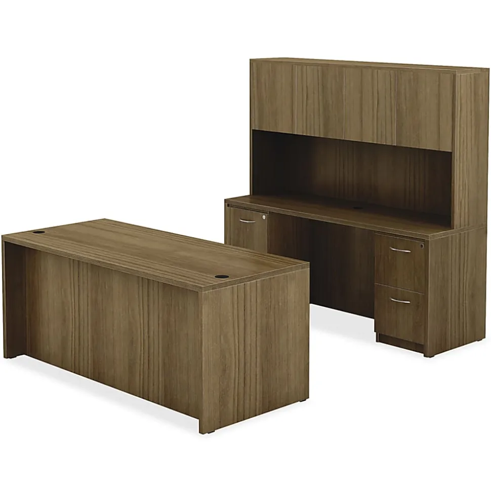 Lorell® Chateau 60"W Credenza Computer Desk, Walnut