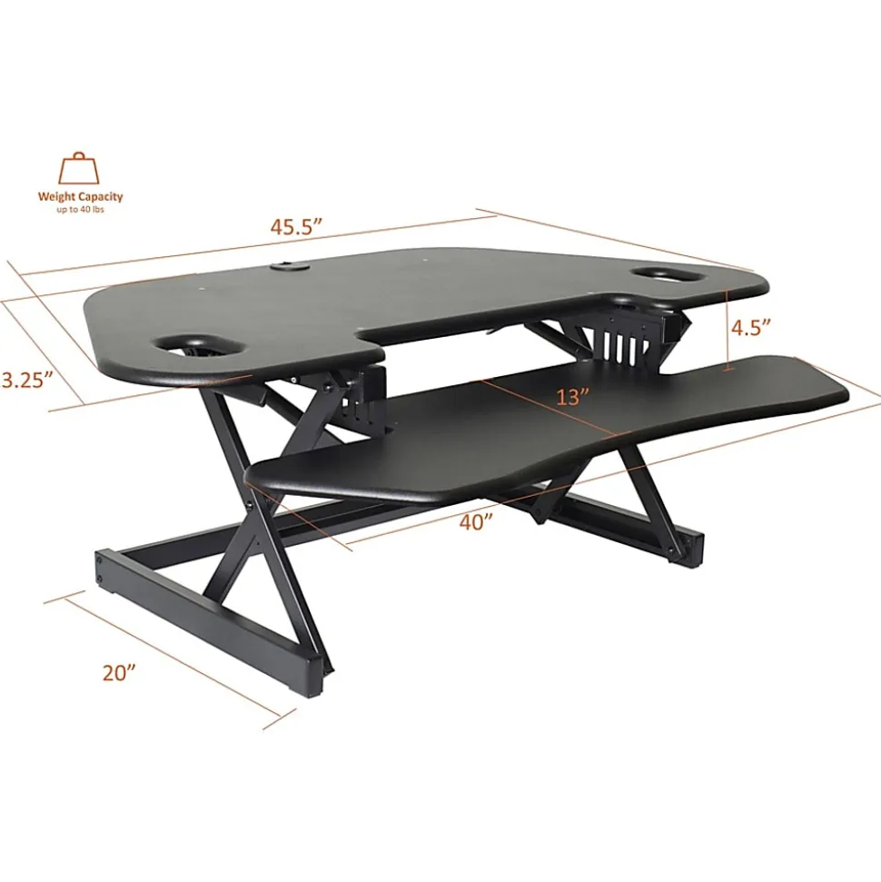 Lorell™ Corner Desk Riser, 45-13/16" x 23-1/4", Black