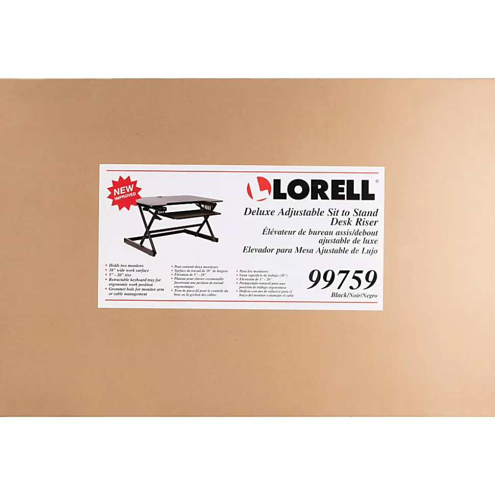 Lorell™ Deluxe Sit-To-Stand Desk Riser,16-1/2"H x 38"W x 28"D, Black
