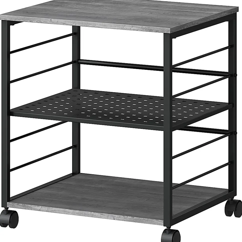 Lorell Deskside Mobile Machine Stand - 200 lb Load Capacity - 26.50"x23.60"x 19.60" Depth - Desk - Powder Coated - 60263