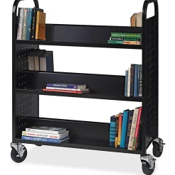 Lorell® Double-sided Book Cart, Black