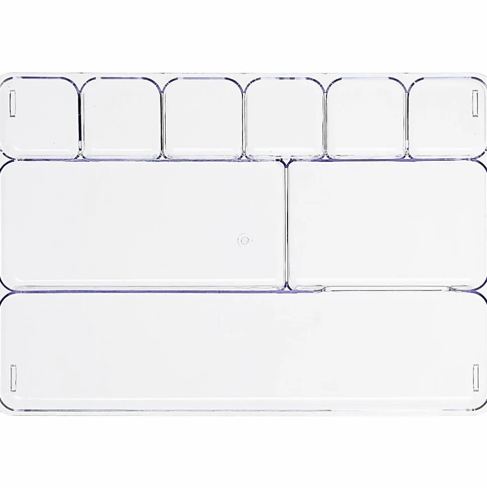 Lorell Drawer Tray Organizer - 9 Compartment(s) - 1.18" Height x 9.13" Width x 13.98" Length - Clear - Plastic - 1 Each