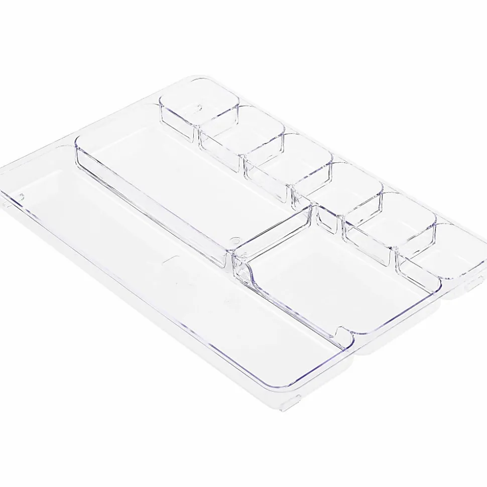 Lorell Drawer Tray Organizer - 9 Compartment(s) - 1.18" Height x 9.13" Width x 13.98" Length - Clear - Plastic - 1 Each