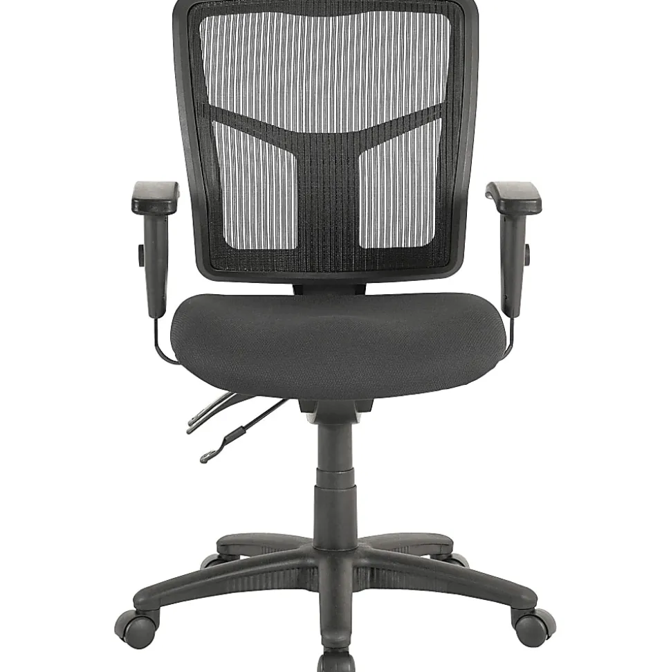 Lorell® Ergomesh Mesh/Fabric Mid Back Chair, Black
