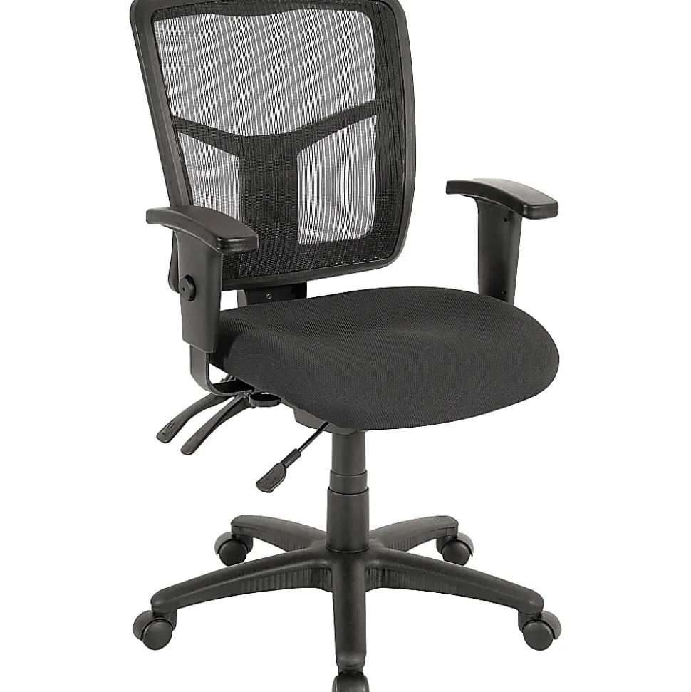 Lorell® Ergomesh Mesh/Fabric Mid Back Chair, Black