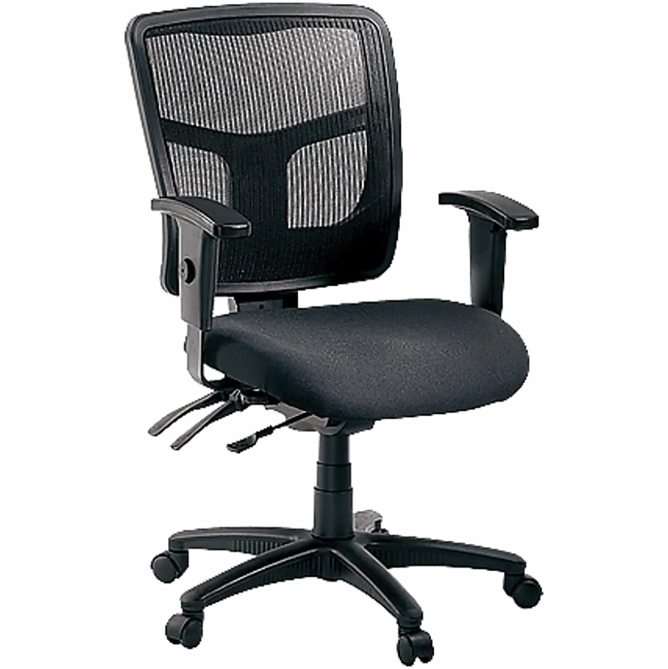 Lorell® Ergomesh Mesh/Fabric Mid Back Chair, Black