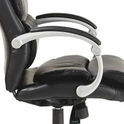 Lorell® Ergonomic Bonded Leather High-Back Chair With Flex Arms, Black/Silver