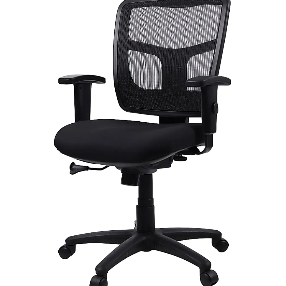 Lorell® Ergonomic Mesh/Fabric Mid-Back Chair, Swivel Tilt, Black