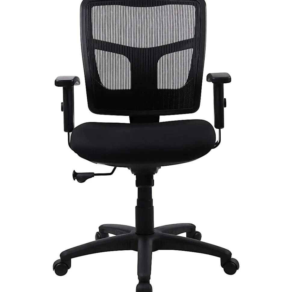Lorell® Ergonomic Mesh/Fabric Mid-Back Chair, Swivel Tilt, Black