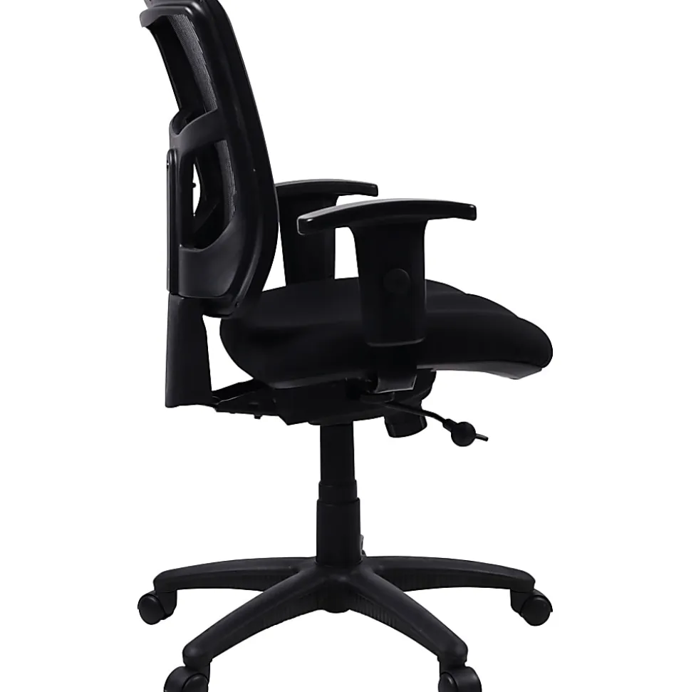 Lorell® Ergonomic Mesh/Fabric Mid-Back Chair, Swivel Tilt, Black
