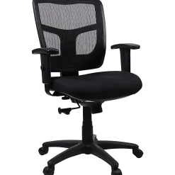 Lorell® Ergonomic Mesh/Fabric Mid-Back Chair, Swivel Tilt, Black