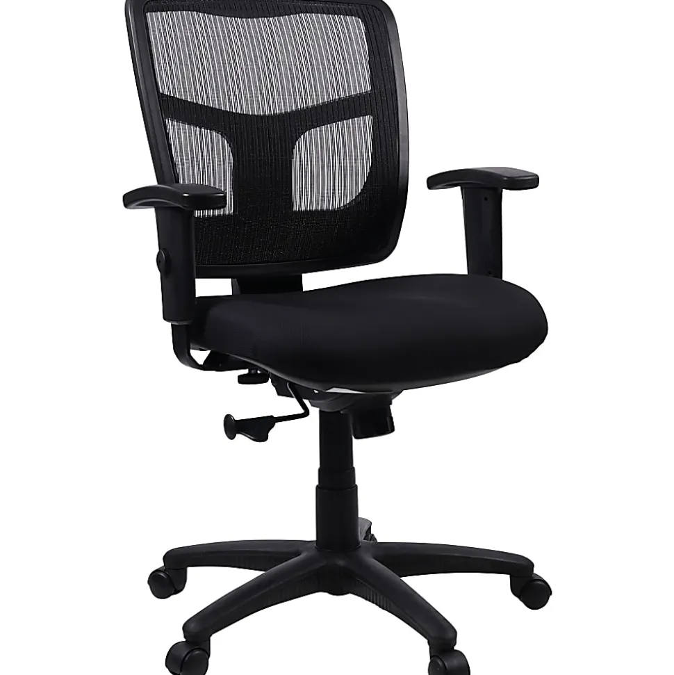 Lorell® Ergonomic Mesh/Fabric Mid-Back Chair, Swivel Tilt, Black