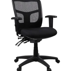 Lorell® Ergonomic Mesh/Fabric Mid-Back Managerial Swivel Chair, Black