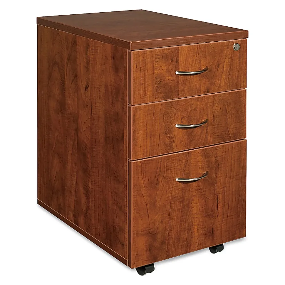 Lorell® Essentials 22"D Vertical 2-Drawer Mobile Pedestal File Cabinet, Mahogany