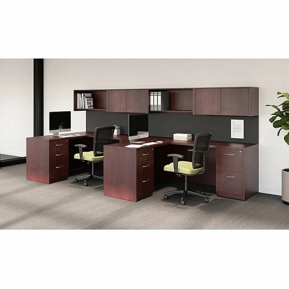 Lorell® Essentials 22"D Vertical 2-Drawer Mobile Pedestal File Cabinet, Mahogany