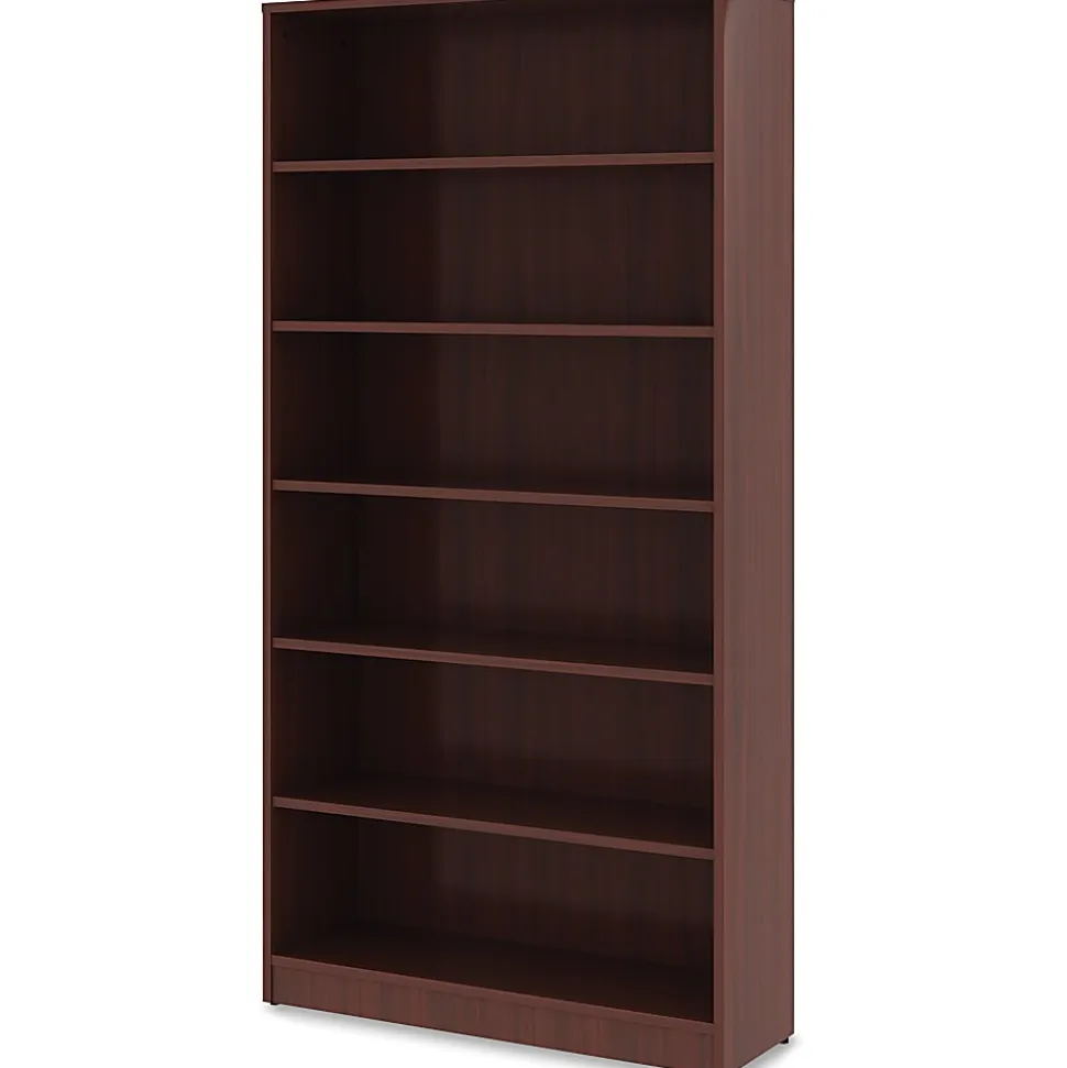 Lorell® Essentials 72"H 6-Shelf Bookcase, Mahogany