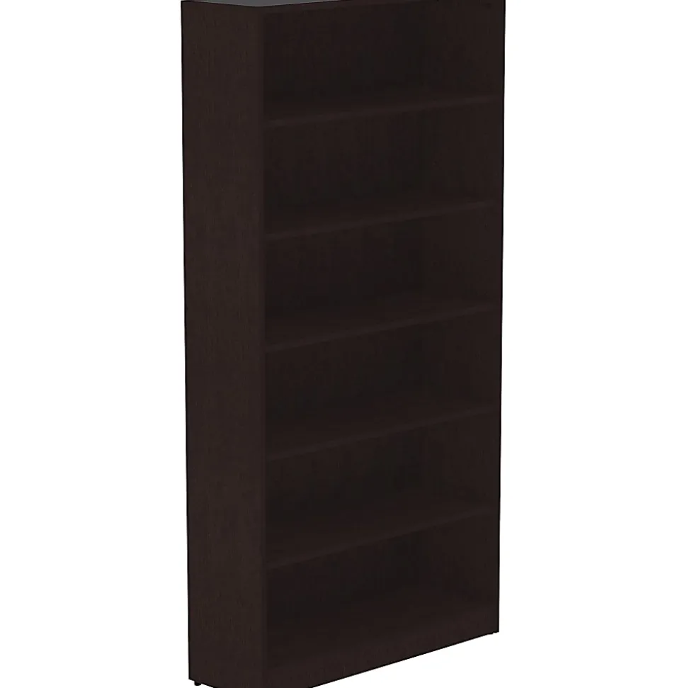 Lorell Essentials 36"H 6-Shelf Bookcase, Espresso