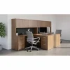 Lorell® Essentials 71"W Bow-Front Shell Computer Desk, Walnut