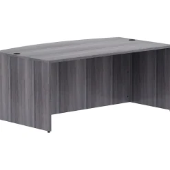 LorellĀ® Essentials 72"W Bowfront Computer Desk Shell, Weathered Charcoal