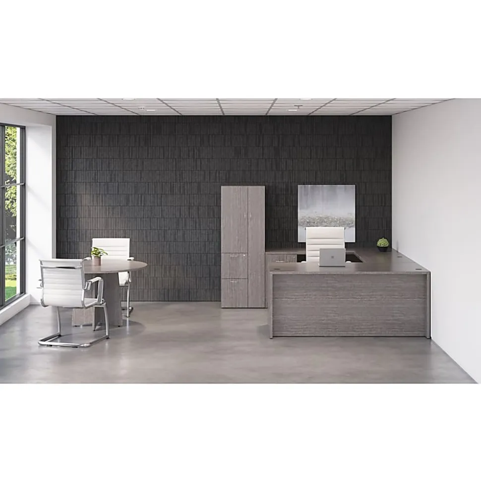 Lorell® Essentials 72"W Bowfront Computer Desk Shell, Weathered Charcoal
