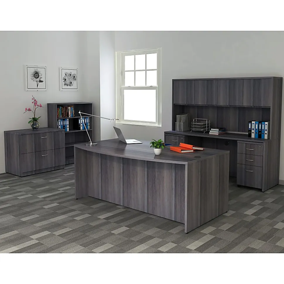 Lorell® Essentials 66"W Computer Desk, Weathered Charcoal