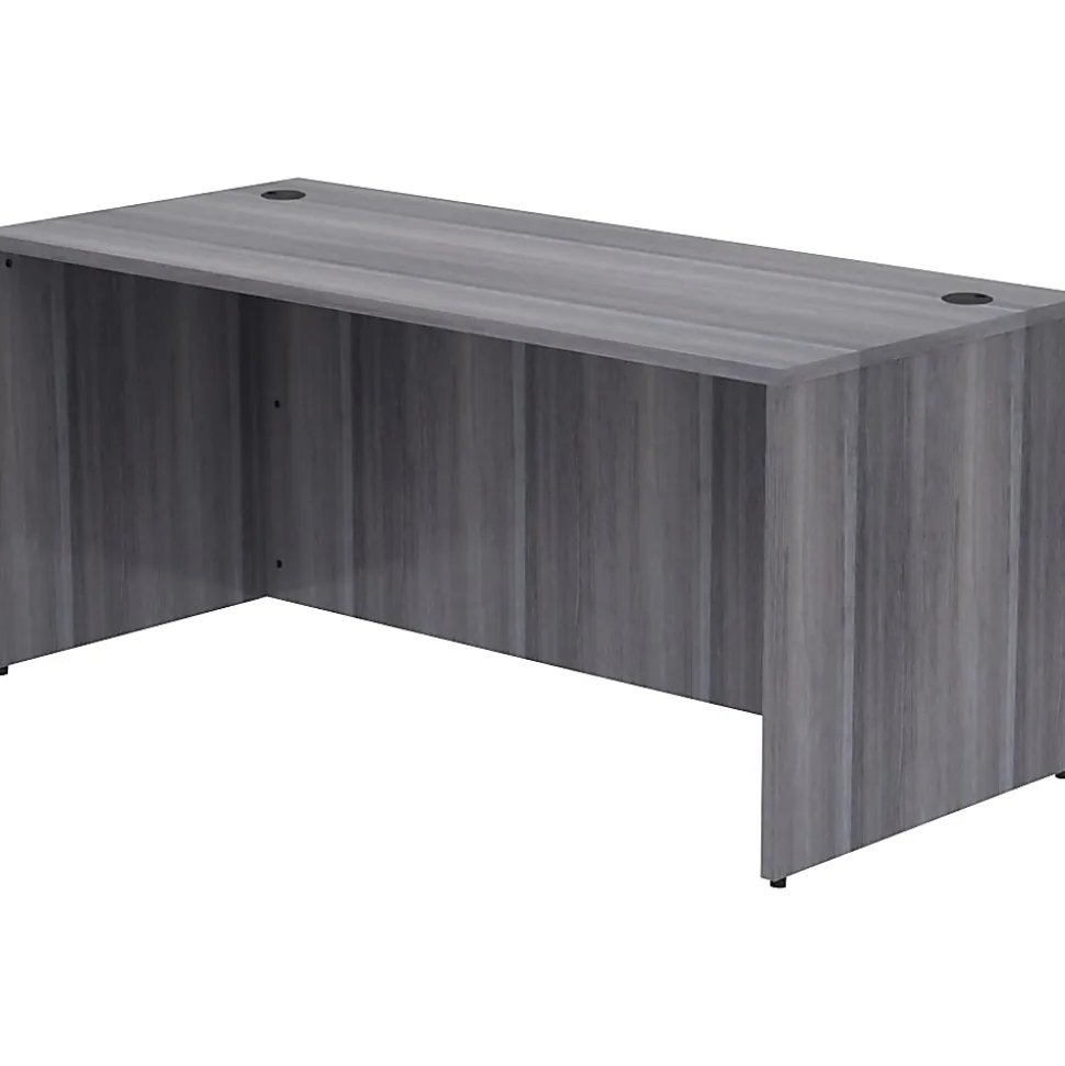 Lorell® Essentials 66"W Computer Desk, Weathered Charcoal