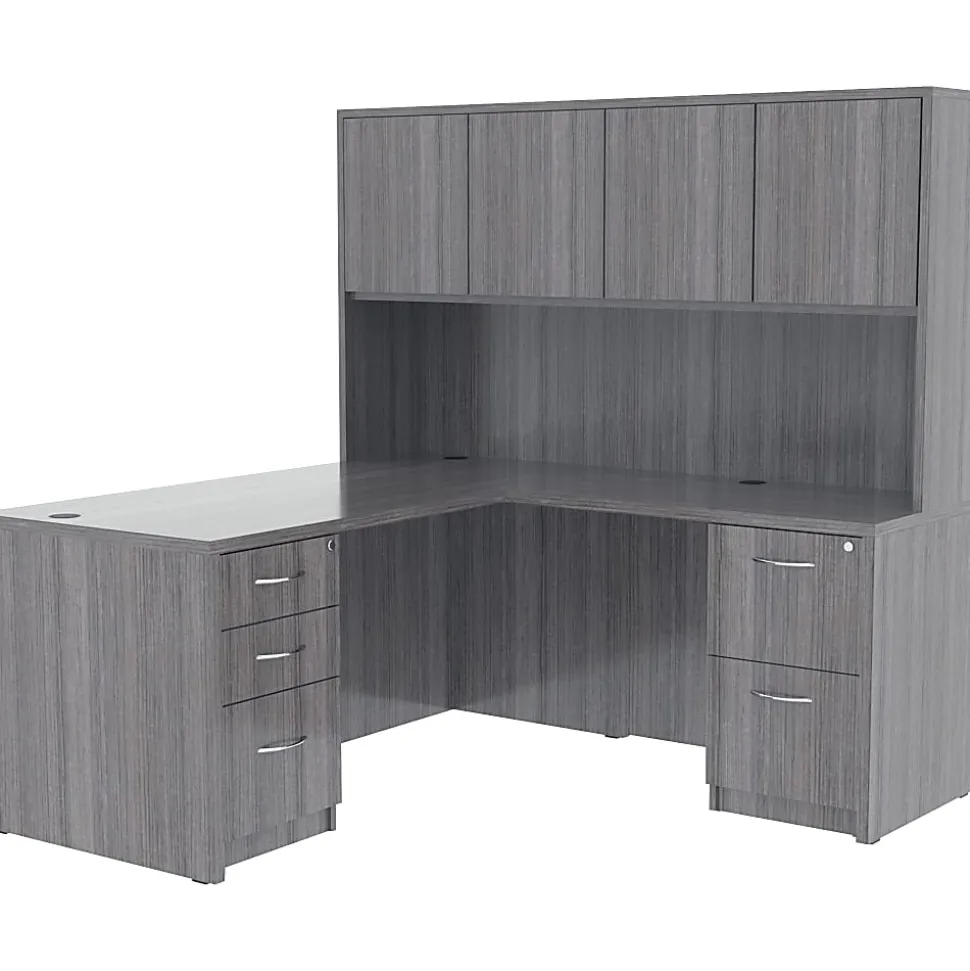 Lorell® Essentials 66"W Computer Desk, Weathered Charcoal
