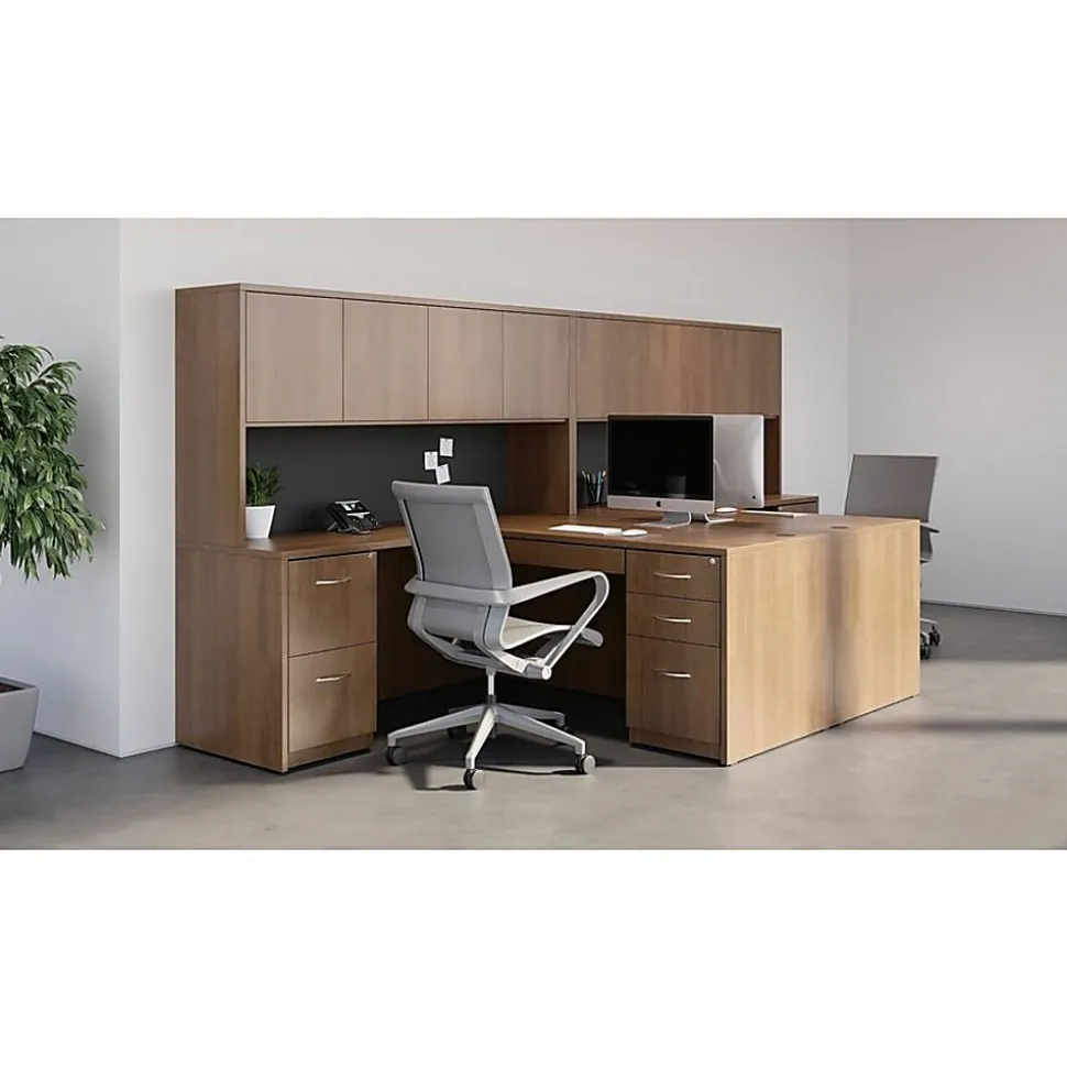 Lorell® Essentials 72"W Computer Desk Credenza Shell, Walnut