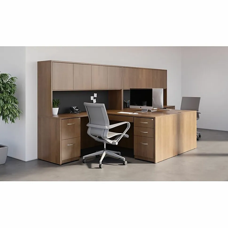 Lorell® Essentials 72"W Computer Desk Credenza Shell, Walnut